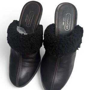 Vintage Coach Kacie Leather Mules Black Leather High Heel Mules Size 6.5